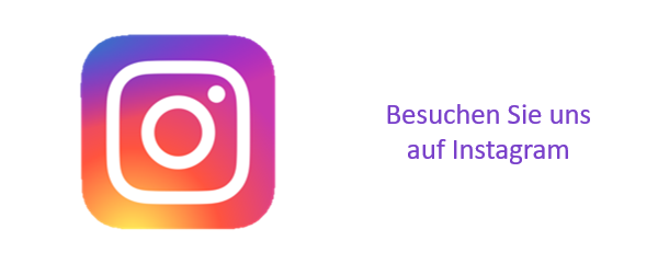 Hinweis auf Instagram Hinweis auf Instagram mit Logo und den Worten: "Besuchen Sie uns auf Instagram"